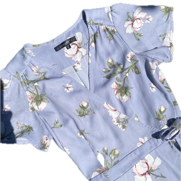 Periwinkle Floral Wrap Dress - Picture 3 of 5